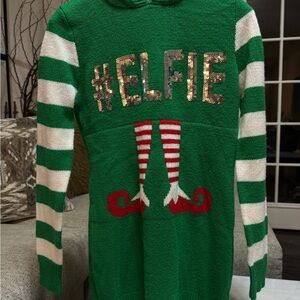 Festive Green Elf Sweater with Sequin Detail